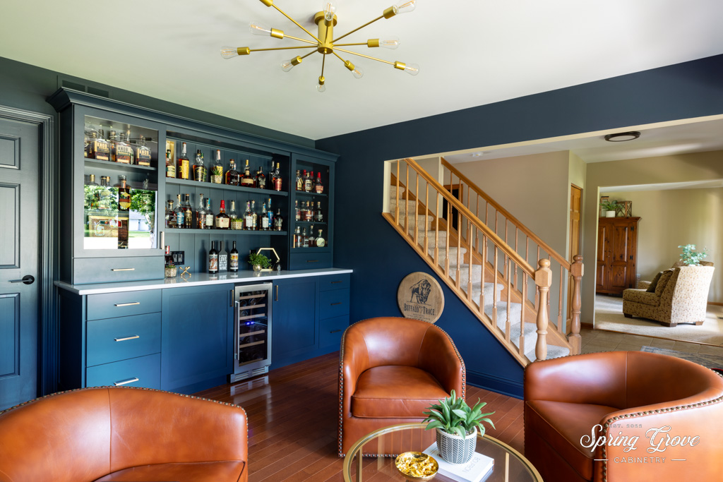 The ideal spot to admire the fine cabinetry and everything it contains.