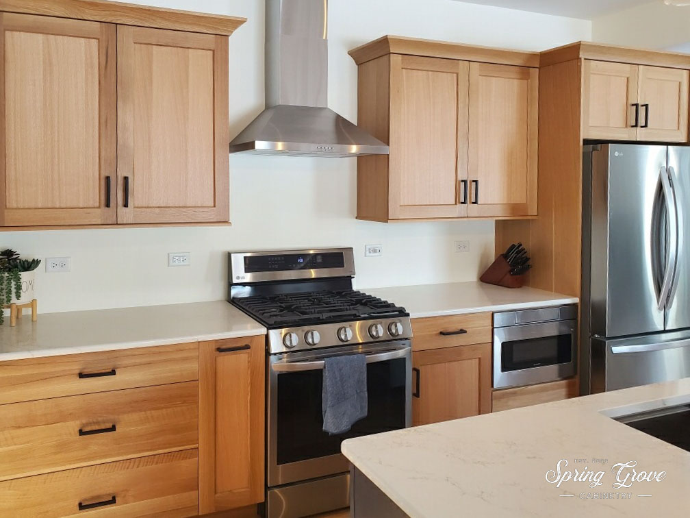 Rift sawn white oak cabinetry in a natural stain color.