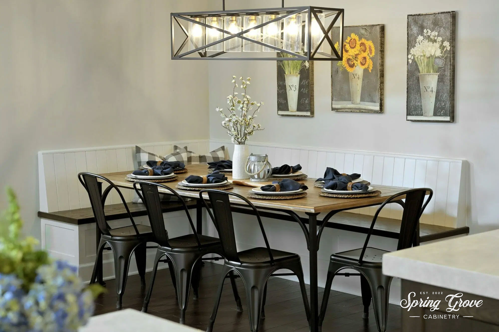 Built-in bench seat. Custom made by Spring Grove Cabinetry.