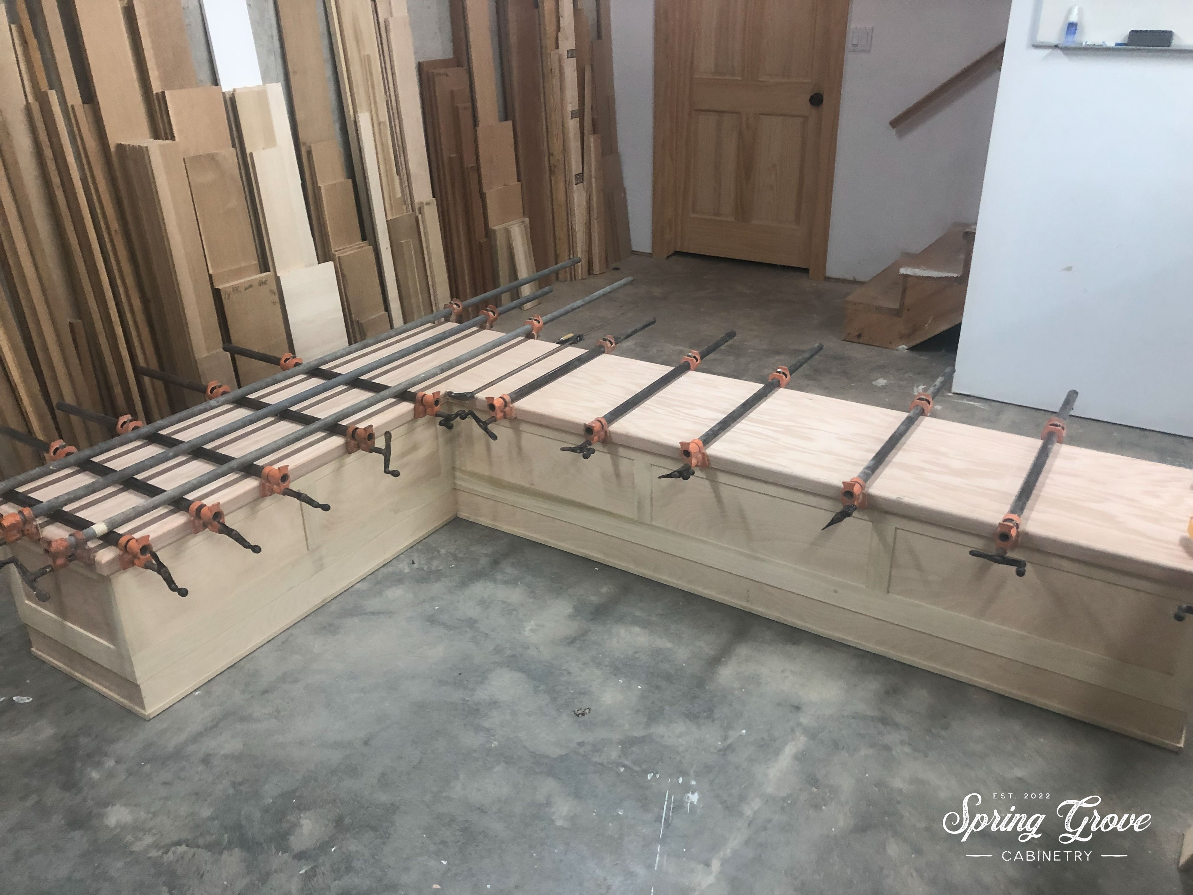 Built-in corner during glue-up in our shop.