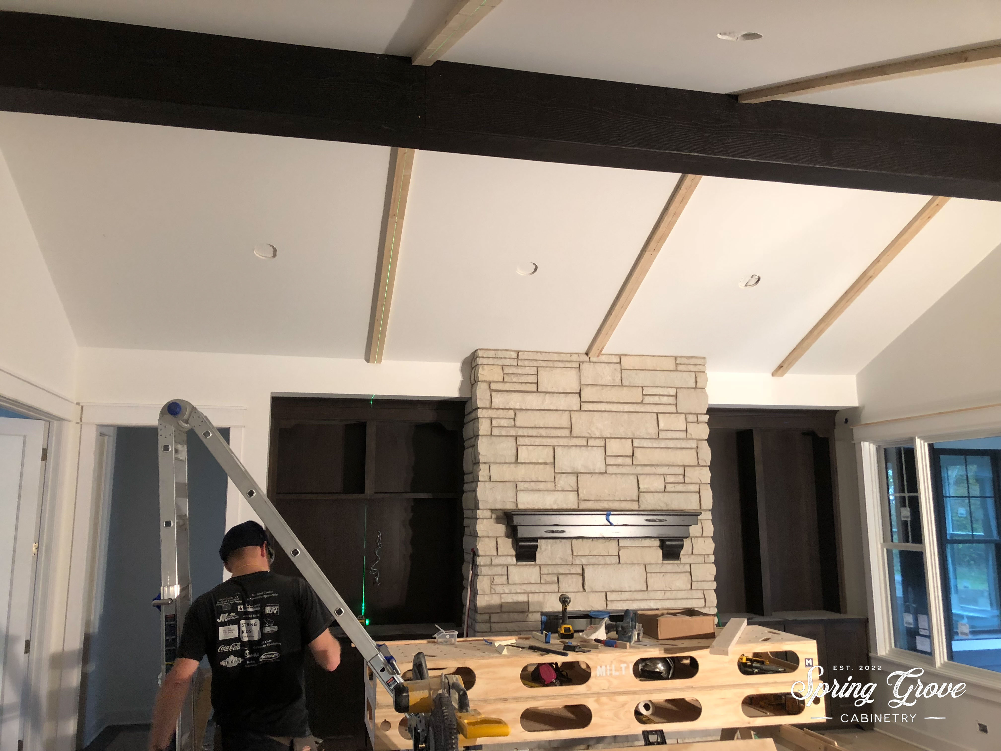 The great room right before we installed the beams.