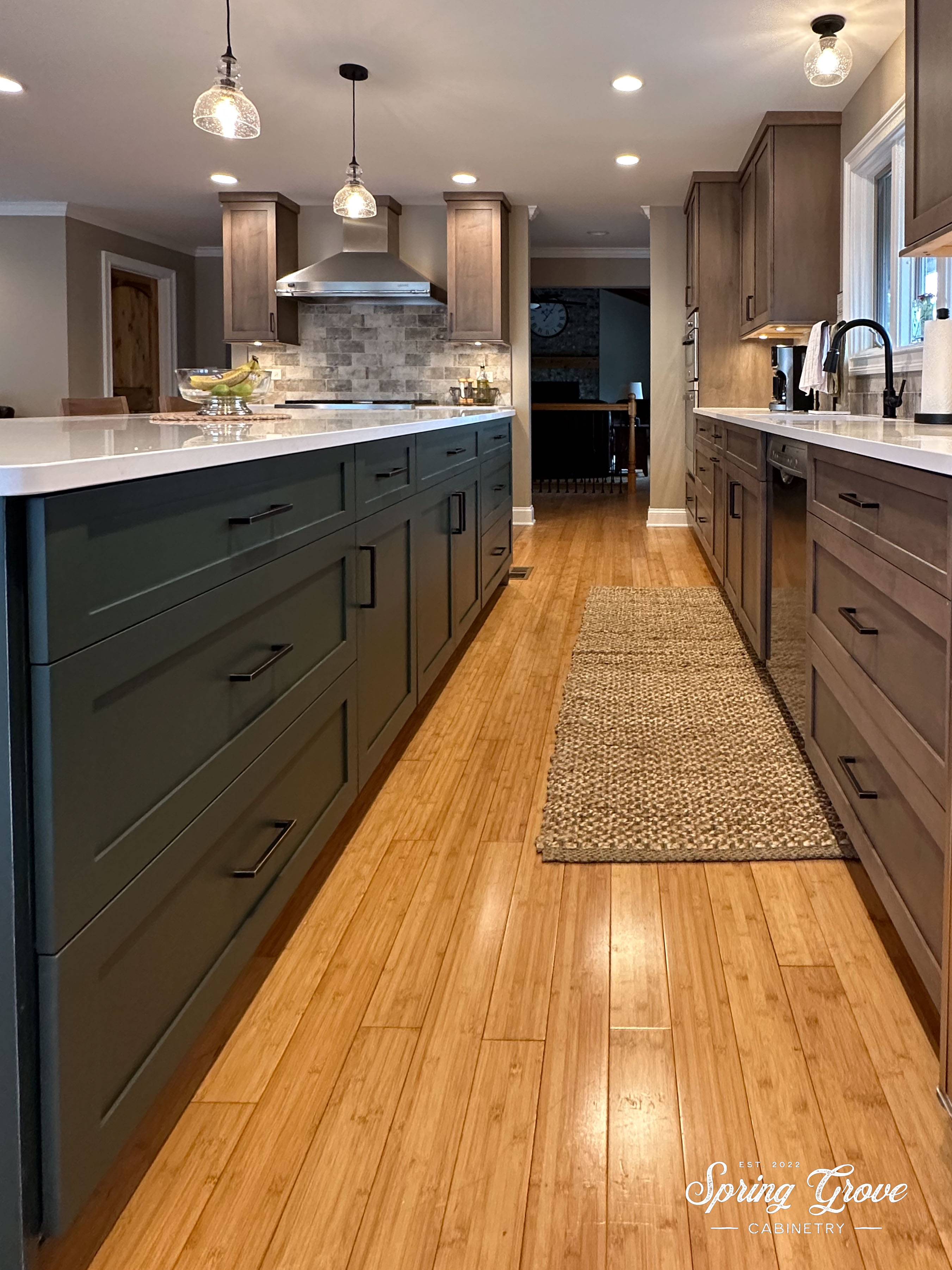 Large island with plenty of storage on both sides.