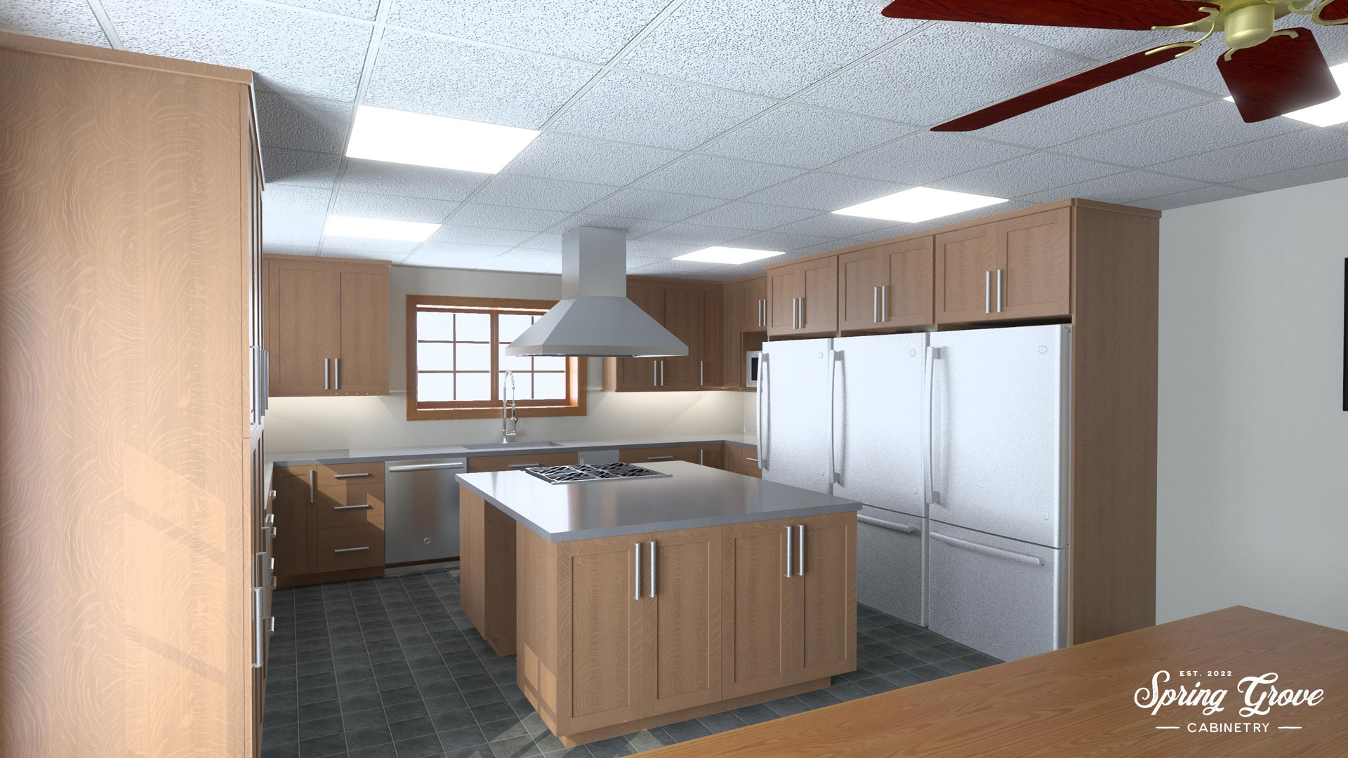 Renderings of the proposed kitchen to present to the Trustees.