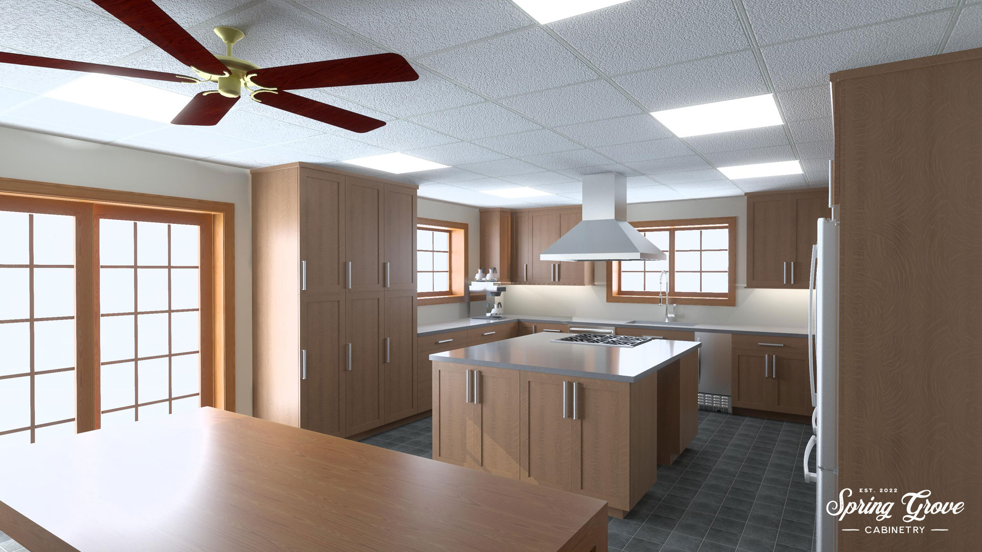 Renderings of the proposed kitchen to present to the Trustees.